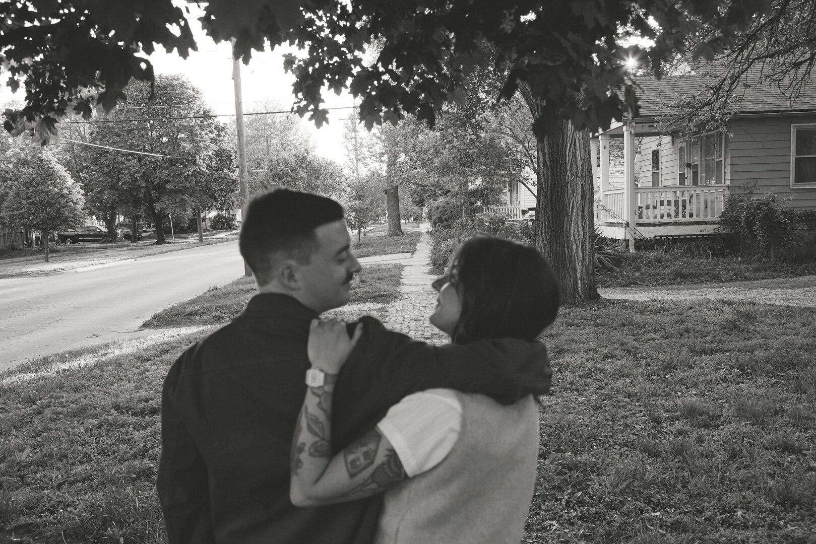 Andy and Brit romantic moment in backyard
